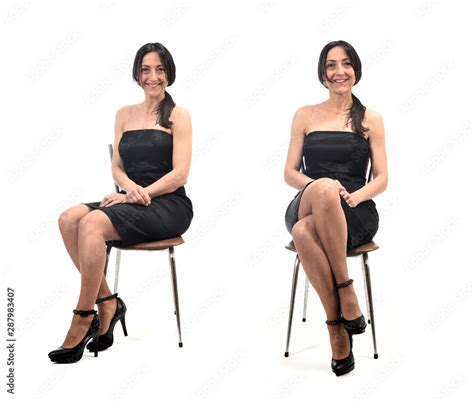 Foto De Woman Sitting Cross Legged And Without Being Crossed Do Stock