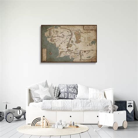 Buy Pavaieics Lord Of The Rings Map Of Middle Earth Canvas Wall Art Prints Retro Middle Earth ...