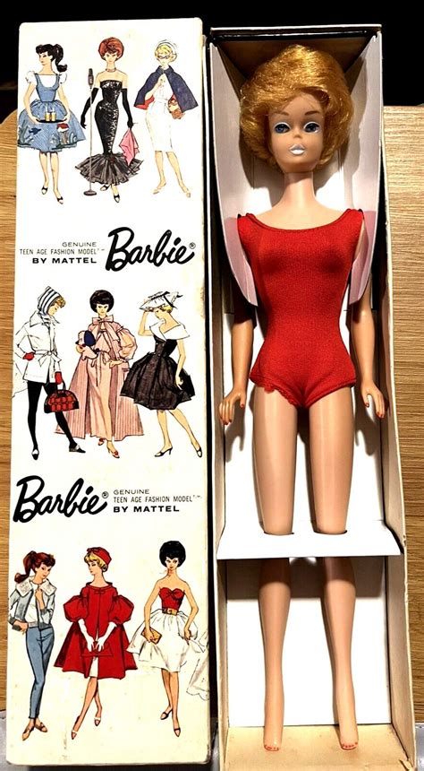 Vintage Bubble Cut Barbie Doll Platinum Blonde In Red SS With Box Stand And Book EBay