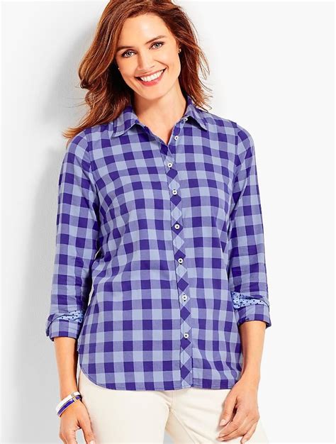 The Classic Cotton Shirt Buffalo Check Talbots Modest Dresses