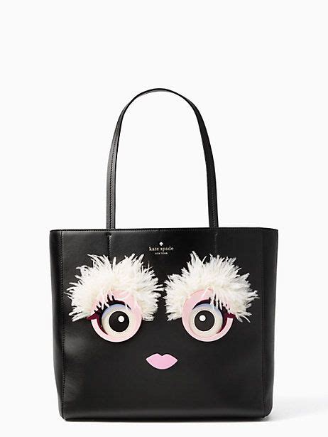 Kate Spade Monster Tote Black Leather Handbags Decorated Bags