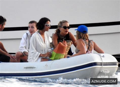 Rita Ora Seen In A Tiger Print Bikini Whilst On A Yacht In Corfu AZNude