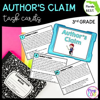 Author S Claim Reading Task Cards 3rd Grade Florida FL BEST ELA 3 R 2 4