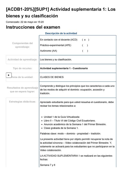 Examen ACDB 1 20 SUP 1 Actividad Suplementaria 1 Los Bienes Y Su