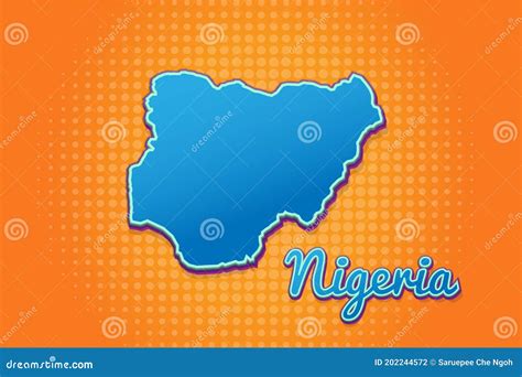 Mapa Retro De Nigeria Con Fondo De Semitono Icono Del Mapa De Dibujos