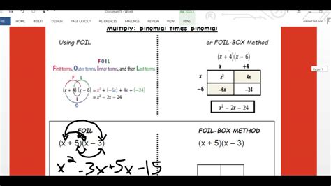 Multiplying Binomial Times Binomial Youtube