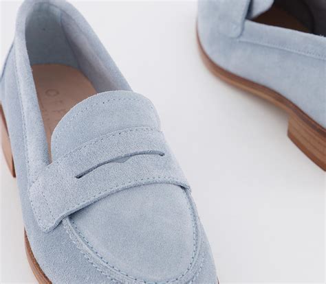 Office Friendship Soft Loafers Pale Blue Suede Flat Shoes For Women