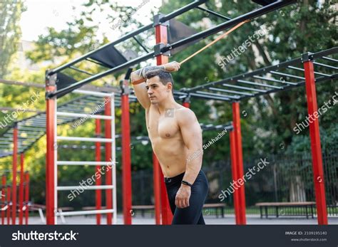 Athletic Male Athlete Naked Torso Trains Stock Photo 2109195140 Shutterstock