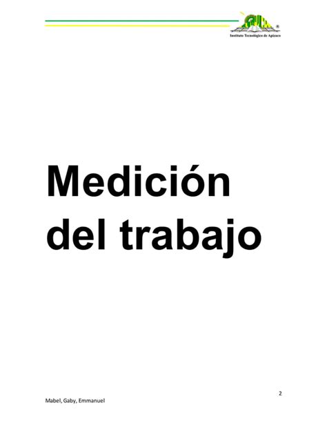 Medicion Del Trabajo Pdf