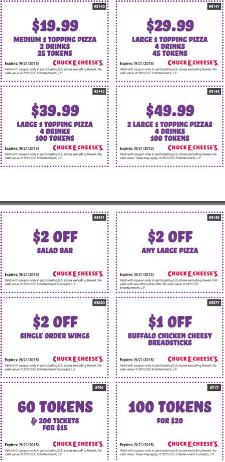 Free Printable Coupons For Chuck E Cheese Tokens Free Printable Templates