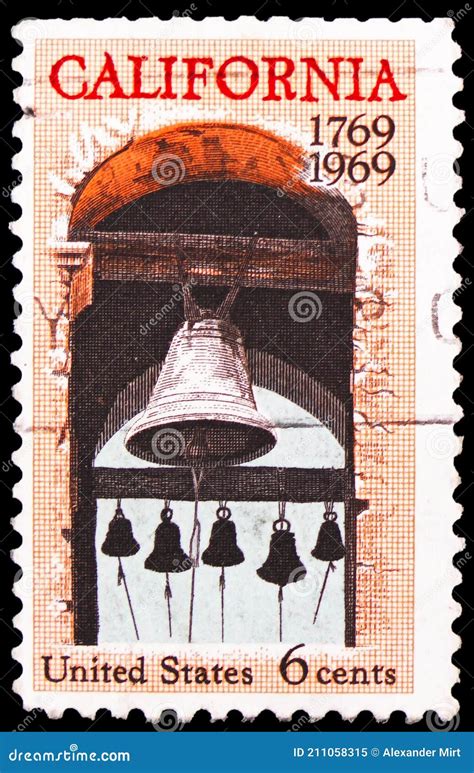 Postage Stamp Printed In United States Shows Carmel Mission Belfry