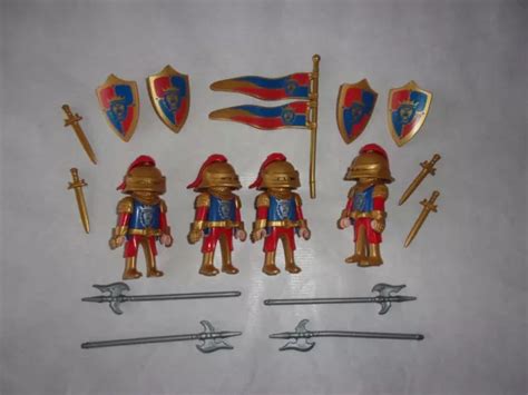 Lot De Playmobil Chevaliers Du Lion Bleu Rouge Et Dore