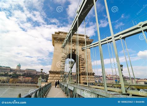 The Szechenyi Chain Bridge In Budapest Hungary Editorial Photography