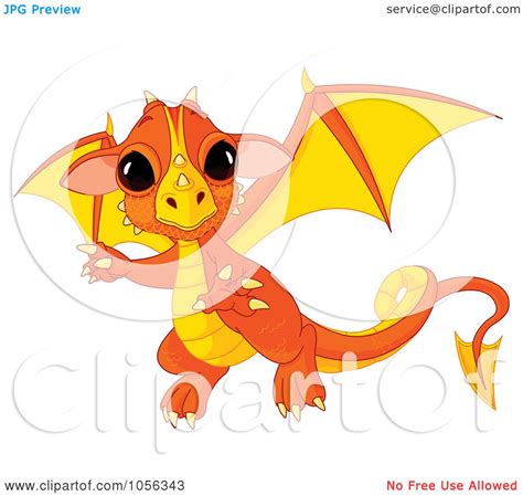 Royalty-Free Vector Clip Art Illustration of a Cute Orange Baby Dragon ...