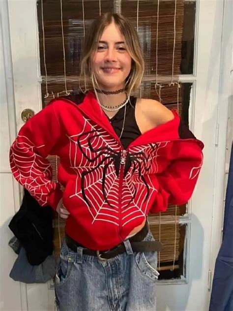 Nova teia de aranha vermelho hoodie feminino moletom zíper quente