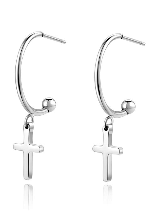 Cross Hoop Earrings Silver Hey Happiness