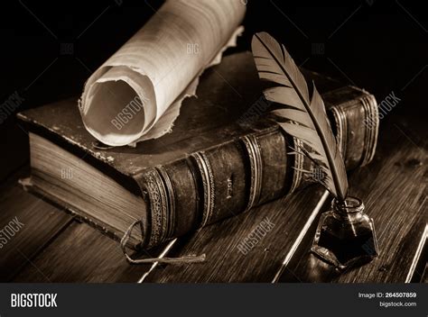 Quill Pen Old Books Image Photo Free Trial Bigstock