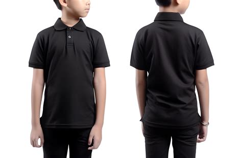 Young Boy In Black Polo Shirt Mockup Front And Back View Cutout Ai