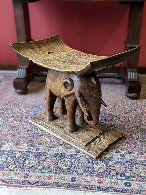 Antique Ashanti African Carved Elephant Stool As A