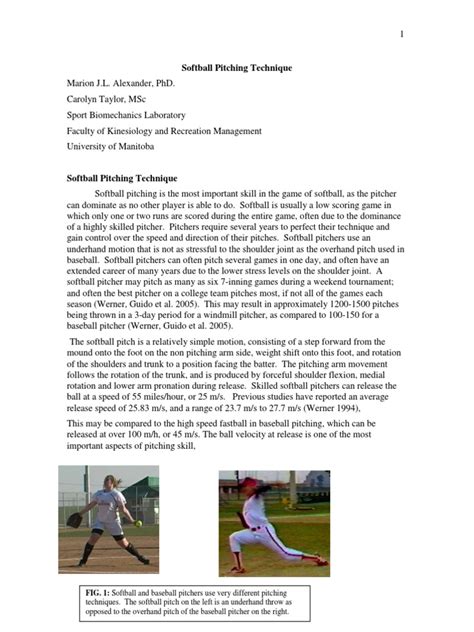 Softball Pitching Technique Explained | PDF | Anatomical Terms Of Motion | Pitcher