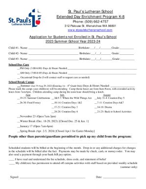 Fillable Online Extended Day Enrichment Program K-8 Fax Email Print