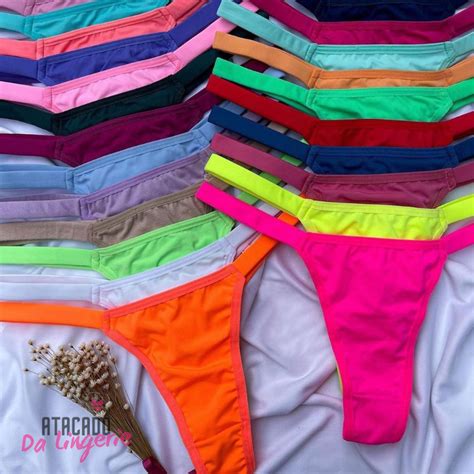 Kit 5 Calcinhas Fio Duplo Biquini Lingerie Feminina Conforto Neon Lisas