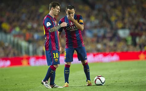 Xavi and Messi, the two players with the most games in Barça's history