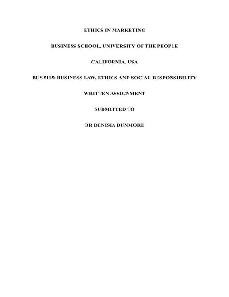 Bus Business Law Ethics And Social Responsibility Wa Ethics In