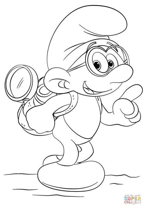 Brainy Smurf Coloring Page Free Printable Coloring Pages