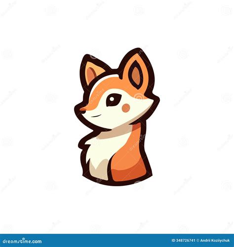 Vector Fox Icon. Cartoon Fox Logo. Fox Drawn in Anime Style. Cute Fox