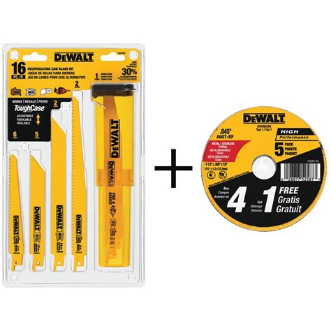 Dewalt Bi Metal Reciprocating Saw Blade Set With Case 16 Piece With Bonus 4 1 2 In Metal And