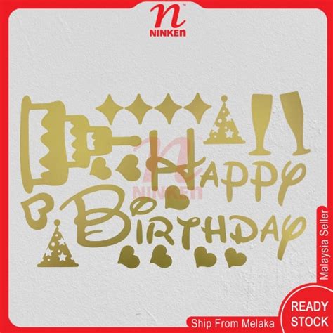 Happy Birthday Abc Alphabets Sticker Gold Black Colourful Design For