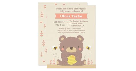 Cute Woodland Bear Baby Shower Invitations | Zazzle