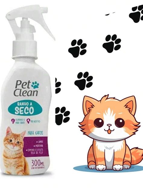 Kit Para Gatos X Gatinho E Banho A Seco Pet Clean Educador Sanit Rio E