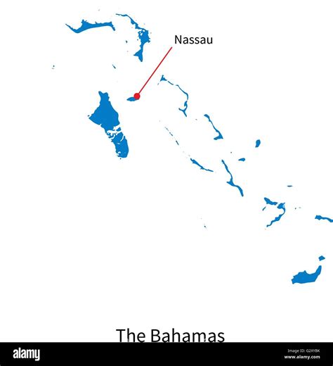 Detailed Vector Map Of Bahamas And Capital City Nassau Stock Vector