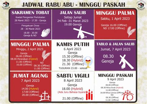 Jadwal Misa Minggu Palma Kamis Putih Jumat Agung Malam Paskah