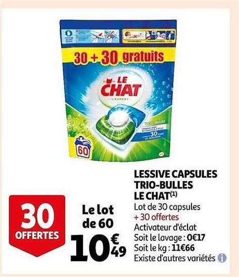 Promo Lessive Capsules Trio Bulles Le Chat Chez Auchan