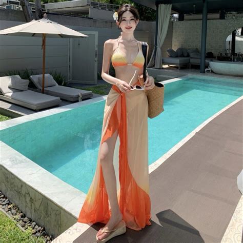 Sét bikini mảnh màu cam ombe cao cấp new hàng QCCC Shopee Việt Nam