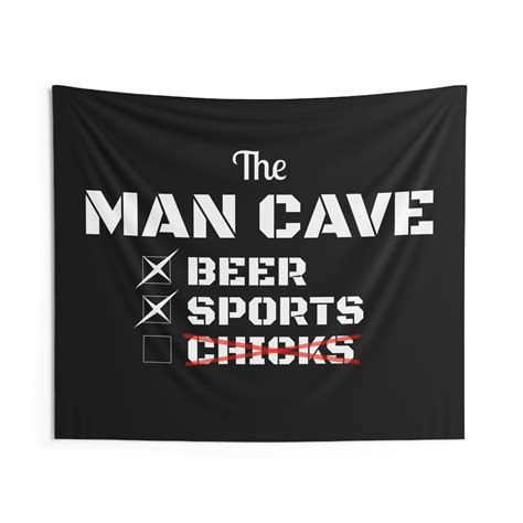 Funny Man Cave Checklist Indoor Flag, Sports Man Cave Minimalist Wall ...