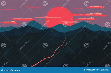 Mountain Sunset Vector Background 273195353