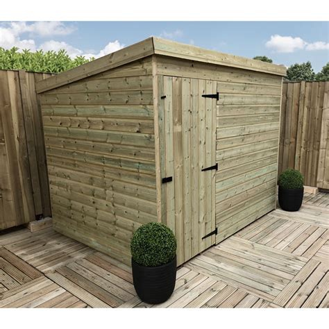 8 X 6 Windowless Pressure Treated Tongue And Groove Pent Shed With Single Door Please Select