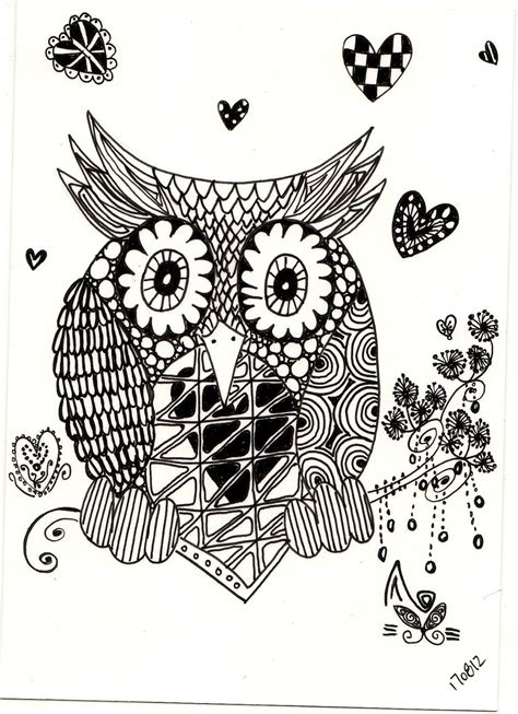 Zentangle Owl Coloring Pages