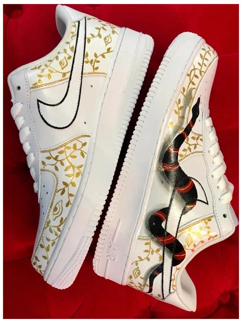 Custom Sneakers Nike Air Force Hand Painted Sneakers Snake Luxury