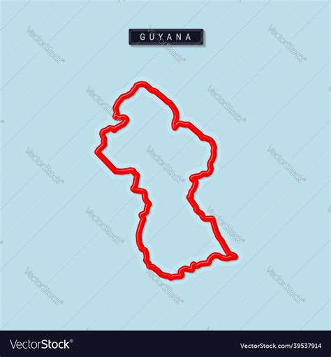 Guyana Bold Outline Map Royalty Free Vector Image