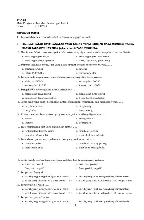 16 Soal Dan Jawaban Instalasi Penerangan Listrik Kelas 11 2021 2022