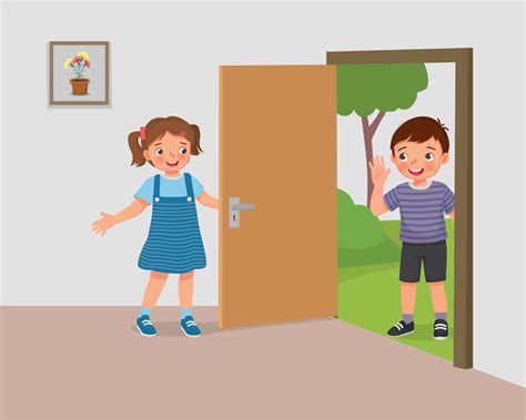 Child Opening Door Clipart
