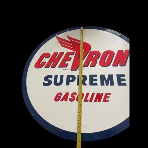 Chevron Supreme Gasoline Large Heavy Double Sided Porcelain Sign