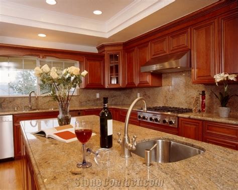 Kashmir Gold Granite Kitchen Island Countertop From Canada