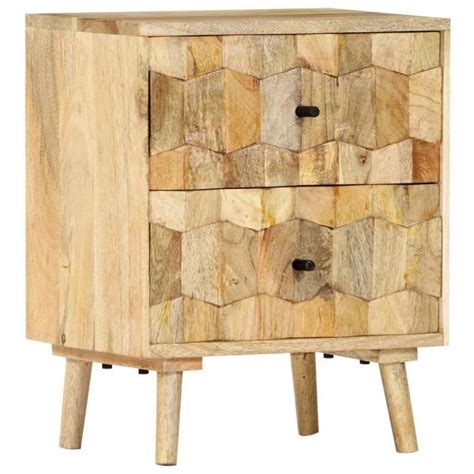 Table De Chevet X X Cm Bois De Manguier Massif Cdiscount Maison