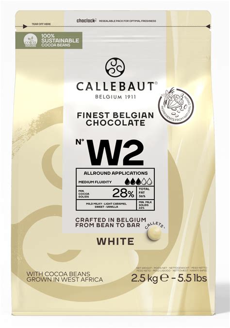 Callebaut 28 W2 White Chocolate Callets Chocolate Man